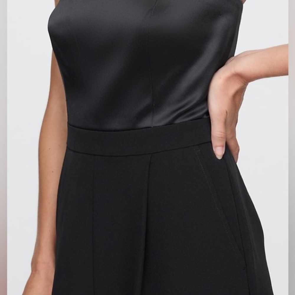 GAP Strapless Mixed Media Jumpsuit Formal Black - Picture 2 of 3